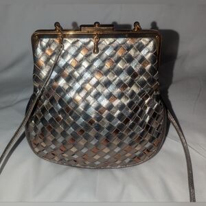 Morris Moskowitz Vintage Metallic Woven Clutch Crossbody Bag.